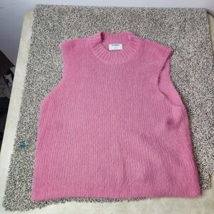 OLD NAVY Eyelash Vest Fuzzy Knit Cotton Blend High Neck Rose Cloud Womens‎ Sz Xl
